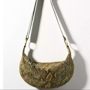 Anthropologie Snake-Printed Leather Shoulder Bag